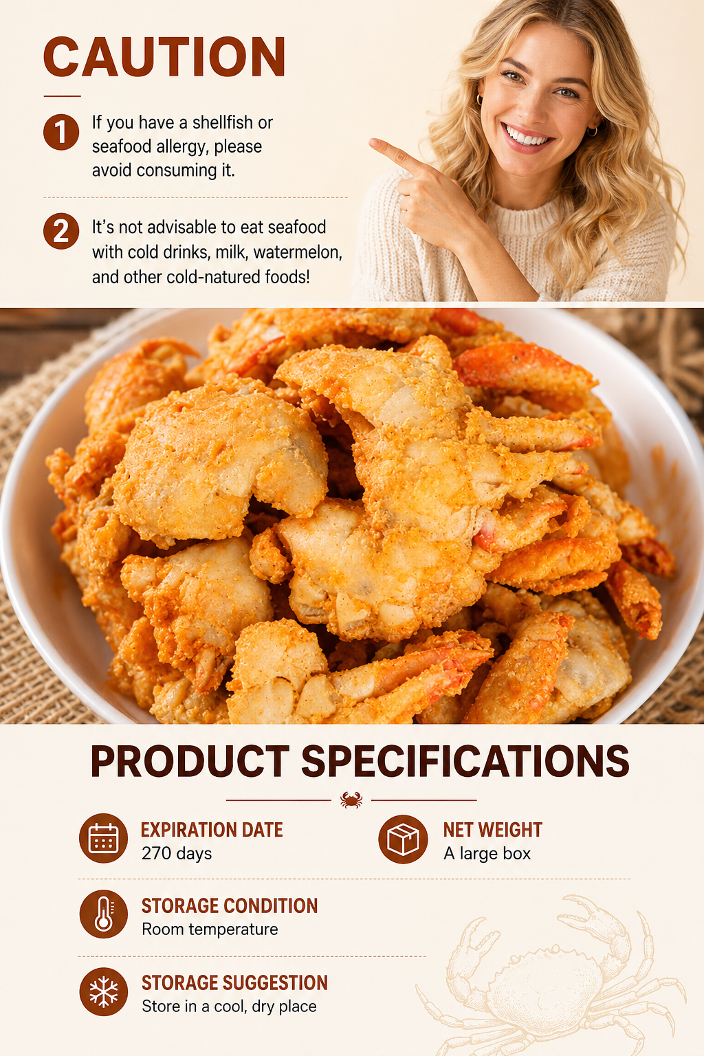 🦀Alaskan Snow Crab Ready-to-EatCrispy Crab -Evan